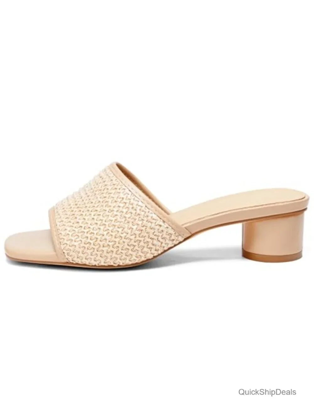 Women's Square Open Toe Chunky Heel Slide Sandals Summer Dress Shoes